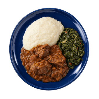 Pap, beef stew and veggies - Joe's Kitchen Meals